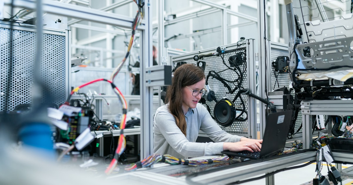 Engineer working with automation technology and robotics